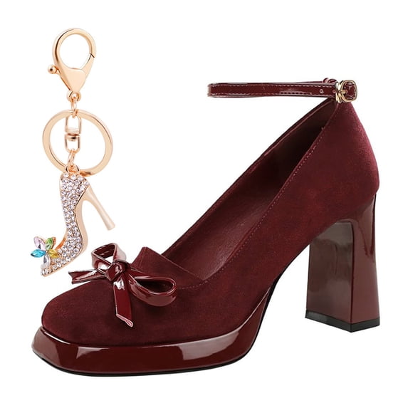 Women's Pumps High Heel 9CM Ankle Strap Platform Fashion Bowknot Shoes