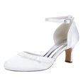 thumbnail image 1 of Women's Pumps High Heel Bow Rhinestones Satin 4CM Ankle Strap Party Dress Wedding Shoes, 1 of 6