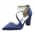 thumbnail image 1 of Women's Pumps High Heel Pearls Rhinestones Ankle Strap 8.5CM Fashion Wedding Shoes, 1 of 5