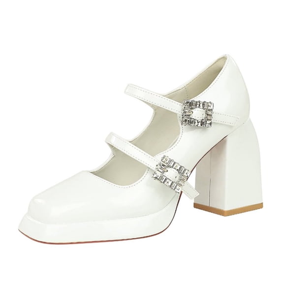 Women's Pumps Patent Leather Rhinestone Buckle High Heel 9CM Party Dress