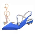 thumbnail image 1 of Women's Pumps Pointed Toe High Heel 8.5CM Rhinestones Satin Party Dress Wedding Shoes, 1 of 5