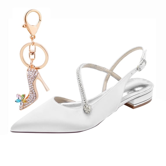 Women's Pumps Pointed Toe High Heel 8.5CM Rhinestones Satin Party Dress Wedding Shoes