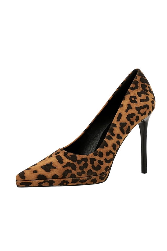 Women's Pumps Stiletto High Heel 10.5CM Suede Sexy Leopard Print Pumps for Bride Prom Party