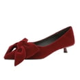 thumbnail image 1 of Women's Pumps Stiletto High Heel 3cm Pointed Toe Suede Bow Wedding Shoes for Bride Prom Party, 1 of 7