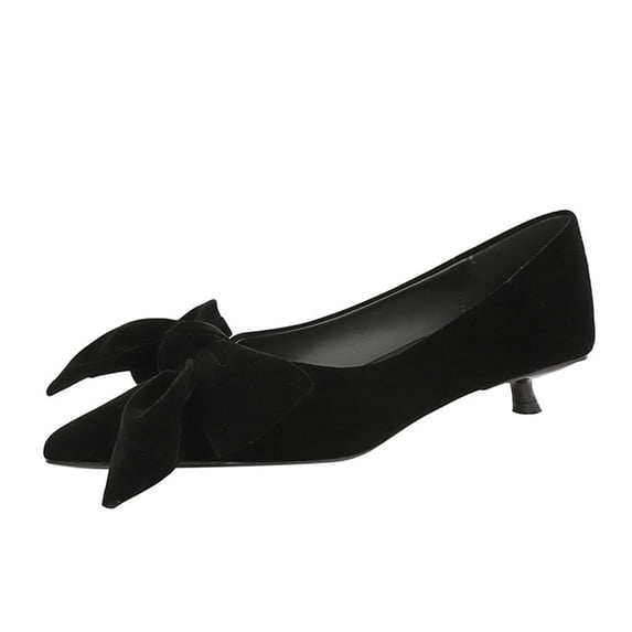 Women's Pumps Stiletto High Heel 3cm Pointed Toe Suede Bow Wedding Shoes for Bride Prom Party