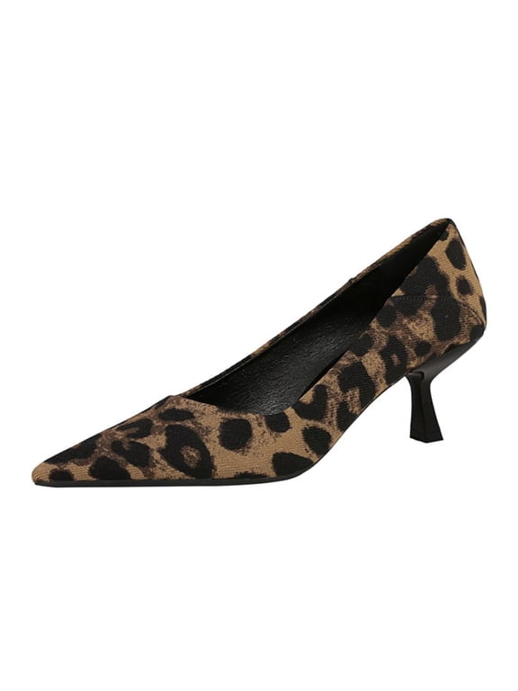 Women's Pumps Stiletto High Heel 6CM Pointed Toe Sexy Leopard Print Satin for Bride Prom Party