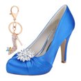 thumbnail image 1 of Women's Pumps Stiletto High Heel 8.5CM Rhinestones Bow Satin Party Dress Wedding Shoes, 1 of 6