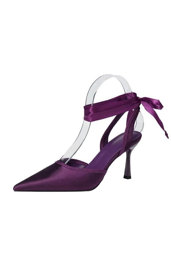 Women's Pumps Stiletto High Heel 8CM Lace-up Openwork Satin Party Wedding Dress