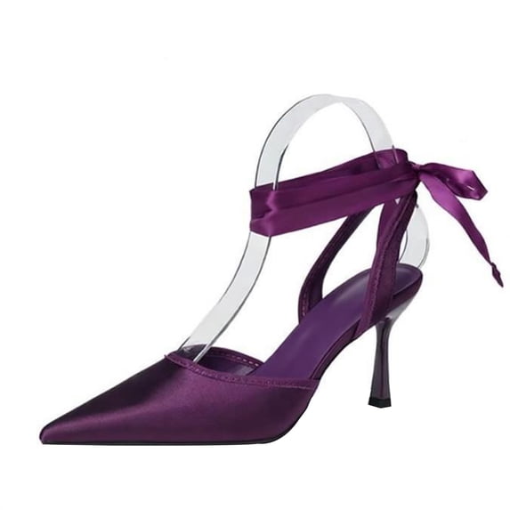 Women's Pumps Stiletto High Heel 8CM Lace-up Openwork Satin Party Wedding Dress