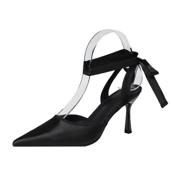 Women's Pumps Stiletto High Heel 8CM Lace-up Openwork Satin Party Wedding Dress