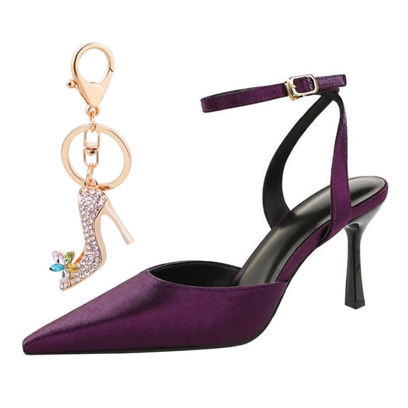 Women's Pumps Stiletto High Heel Ankle Strap Pointed Toe 8CM Pump Party Dress