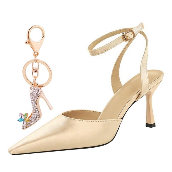 Women's Pumps Stiletto High Heel Ankle Strap Pointed Toe 8CM Pump Party Dress