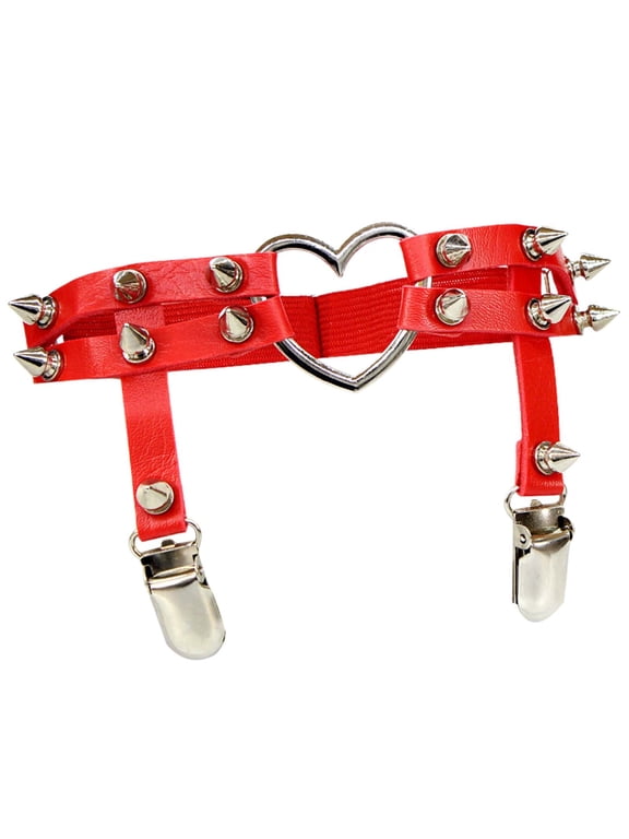 Women's Punk Leather Studded Dance Leg Rings and Sock Holders