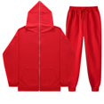 thumbnail image 1 of Women's Punk Streetwear Lined Zip Up Hoodie Set Cozy Hooded Sweatshirt Jacket Pants Combo Fall Winter Outfit, 1 of 1
