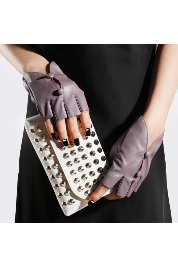 Women's Punk Style Micro-Elastic PU Split Finger Gloves - Versatile Half-Finger Design for Riding, Parties & Performances