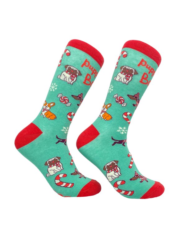 Women's Puppermint Bark Socks Funny Pet Dog Puppy Animal Lover Christmas Candy Footwear
