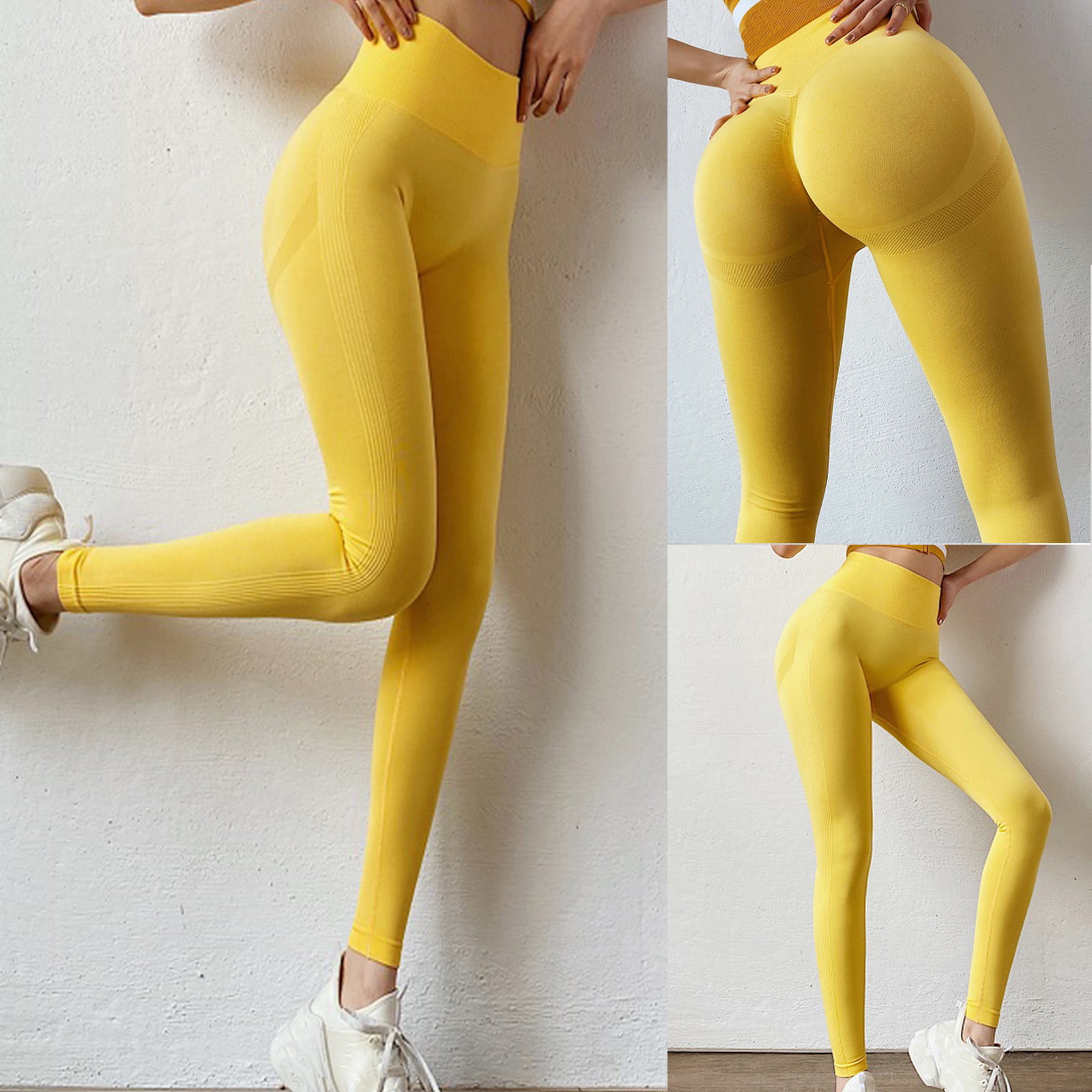 frehsky yoga pants ladies print sports leggings fitness high waist running  yoga pants high waisted yoga pant for women yellow 