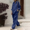 thumbnail image 1 of Women's Pure Color Linen Long Sleeve Shirt With Pocket & Relaxed Fit Straight Leg Pants Two Piece Set Petite Pant Suit for Women Women's Tall Ski Pants Ski Suit Women Women Snowsuit Winter Jumpsuits, 1 of 8