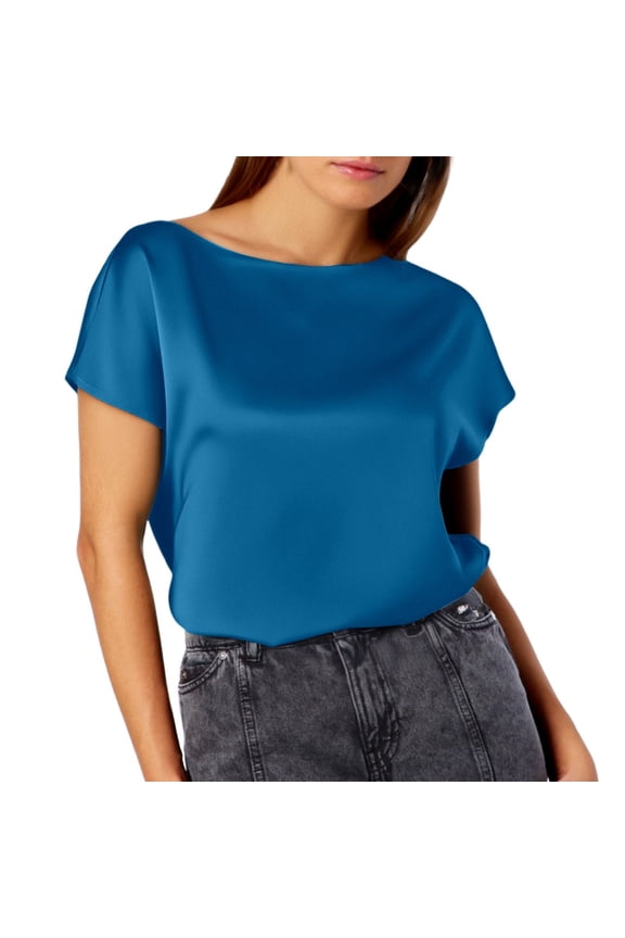 Women's Pure Color Minimalist Fashion Short Sleeve Top, Comfortable Breathable Fabric