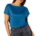 thumbnail image 1 of Women's Pure Color Minimalist Fashion Short Sleeve Top, 1 of 2