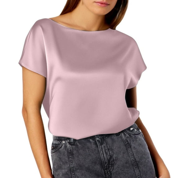 Women's Pure Color Minimalist Short Sleeve Top - Solid, Breathable Fabric, Casual Fashion, Spring/Summer, Multiple Sizes
