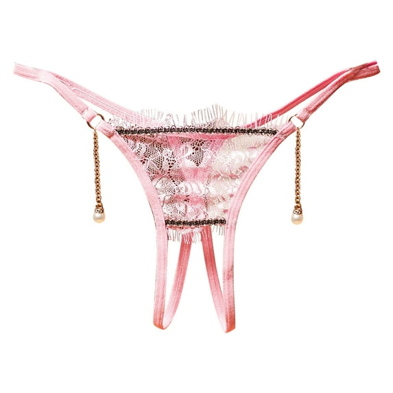 Women's Pure Color Sexy Lace Open Crotch Panties For Convenient Wear