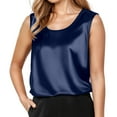 thumbnail image 1 of Women's Pure Color Silk Strap Tank Top with Round Neck, Soft Luxurious Silk, 1 of 4