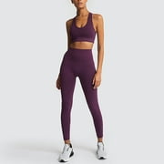 Women's Pure Color -lifting Sports Fitness Running High-waist vest Yoga Suit