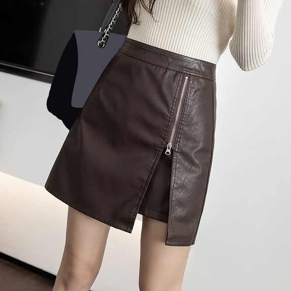 Women's Pure Colored Short Skirt Skirt Tight Leather Skirt Slit Miniskirt Hinge Skirt Silk Skirts for Women Stretchy Skirt Skirt with Slit Womens Midi Skirts Women's Skirt Suits for Work Skater Skirt
