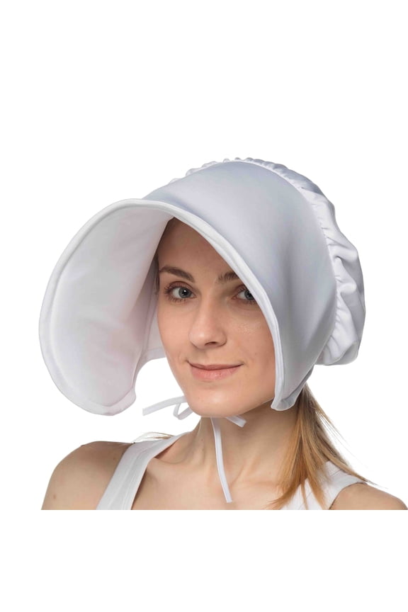 Women's Puritan Handmaid Large White Bonnet Hat Costume Accessory