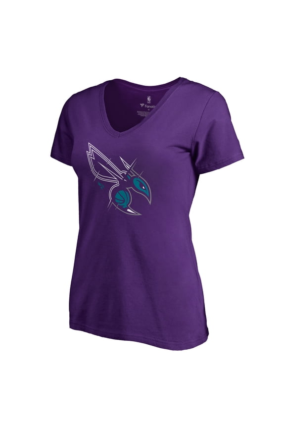 Women's Purple Charlotte Hornets X-Ray Slim Fit V-Neck T-Shirt