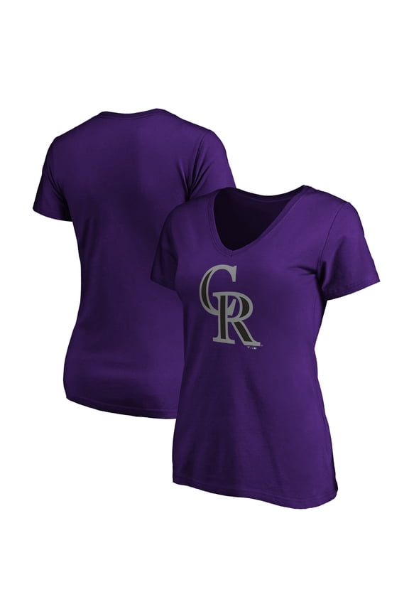 Women's Purple Colorado Rockies Secondary Color Primary Logo T-Shirt