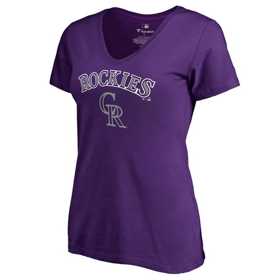 Women's Purple Colorado Rockies Team Lockup T-Shirt