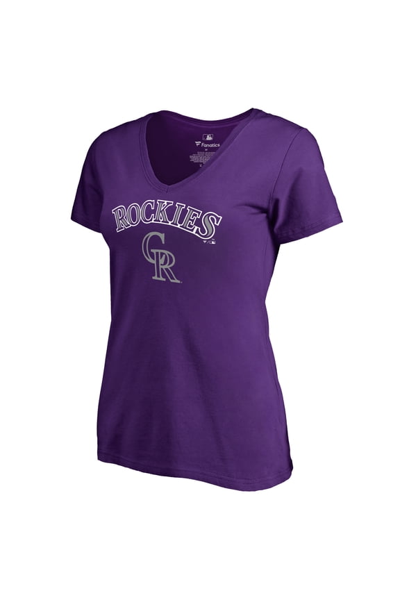 Women's Purple Colorado Rockies Team Lockup T-Shirt