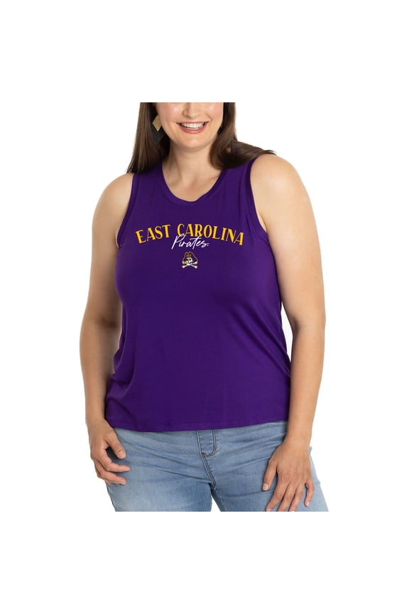 Women's Purple ECU Pirates Hannah High Neck Tank Top