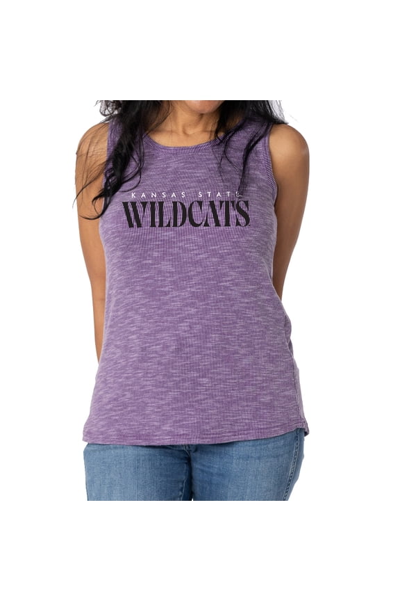 Women's Purple Kansas State Wildcats Blake Sandwash Rib-Knit Tri-Blend Tank Top