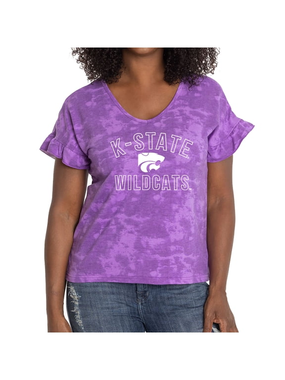 Women's Purple Kansas State Wildcats Daisy Tri-Blend V-Neck T-Shirt