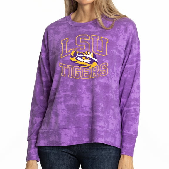 Women's Purple LSU Tigers Brandy Tie Dye Tri-Blend Long Sleeve Top