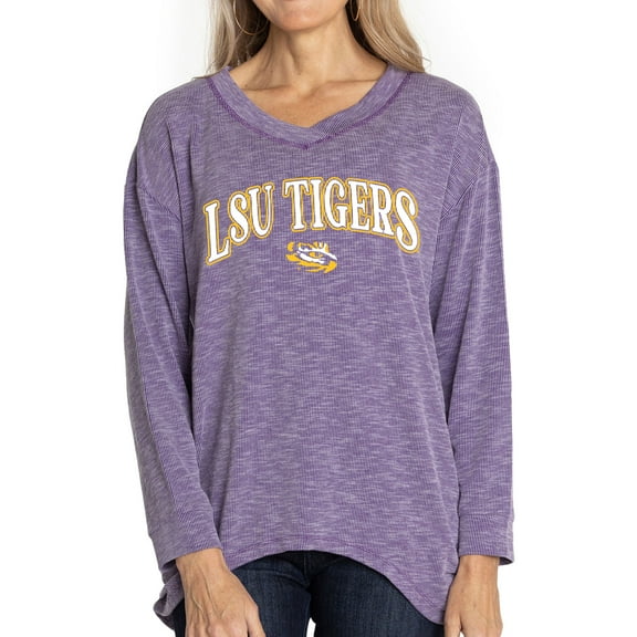 Women's Purple LSU Tigers Oversized Bailey Long Sleeve V-Neck Tri-Blend Tunic