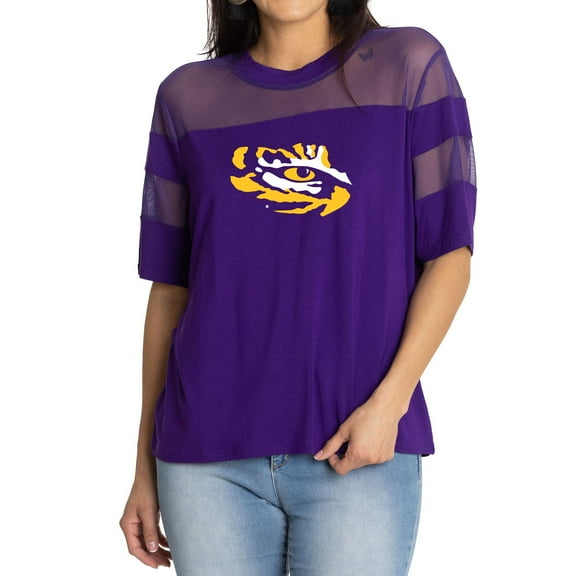 Women's Purple LSU Tigers Relaxed Avery Power Mesh Fashion Jersey