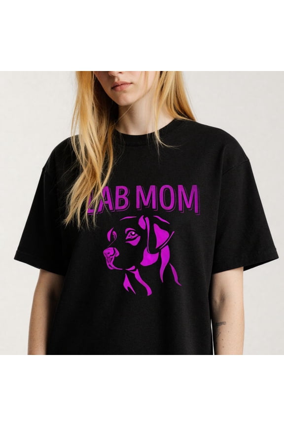 Women's Purple Lab Mom Graphic T-Shirt for Dog Lovers S-4XL Mother's Day Gift