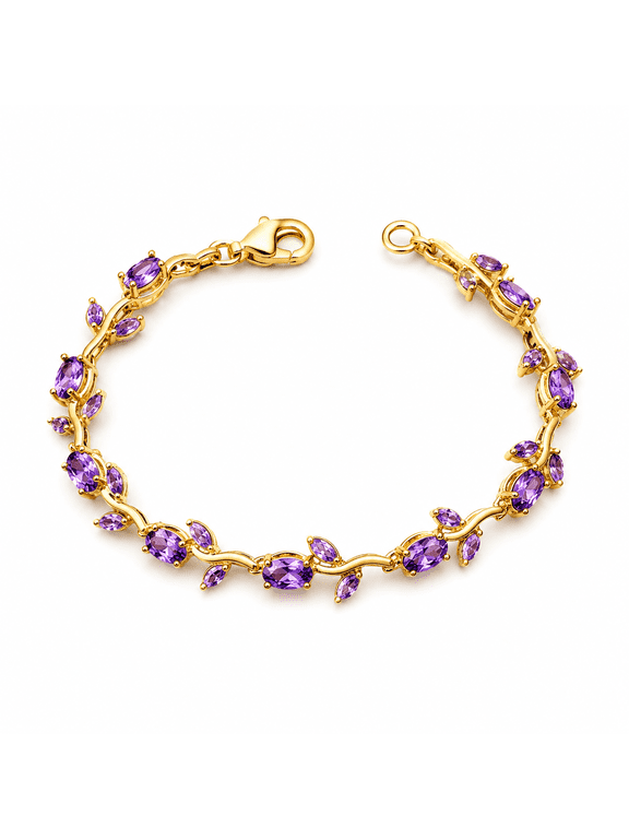 Women's Purple Leaf Accent Bracelet, Delicate Vine Link Design, Adjustable Fashion Accessory for Everyday Wear
