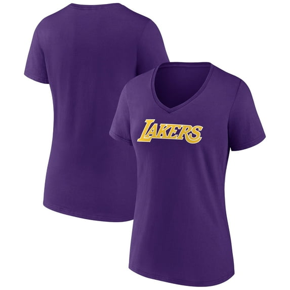 Women's Purple Los Angeles Lakers Wordmark V-Neck T-Shirt