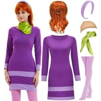Daphne Costume for Adult Women's Purple Mini Dress Costumes with Cosplay Accessoires Set