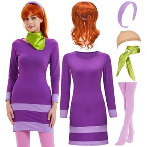 Daphne Costume for Adult Women's Purple Mini Dress Costumes with Cosplay Accessoires Set