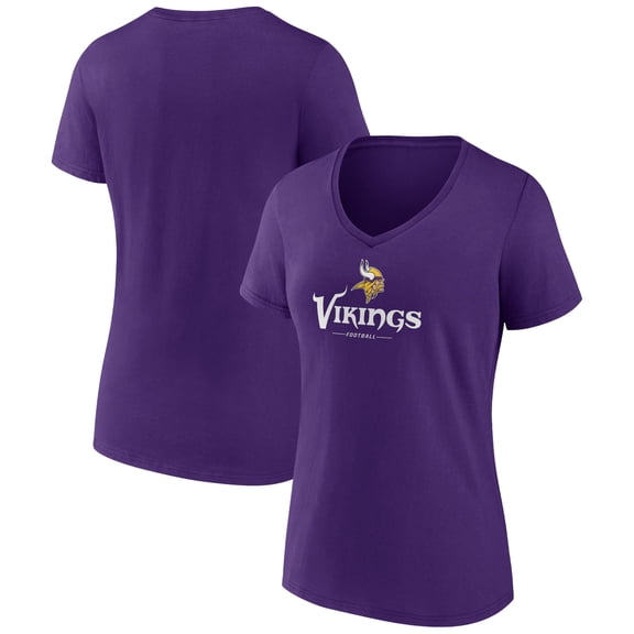 Women's Purple Minnesota Vikings Logo Team Lockup V-Neck T-Shirt