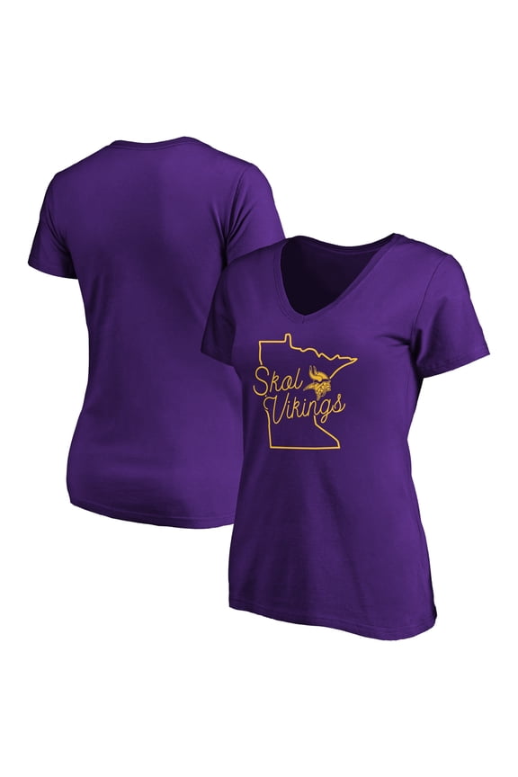 Women's Purple Minnesota Vikings Script V-Neck T-Shirt
