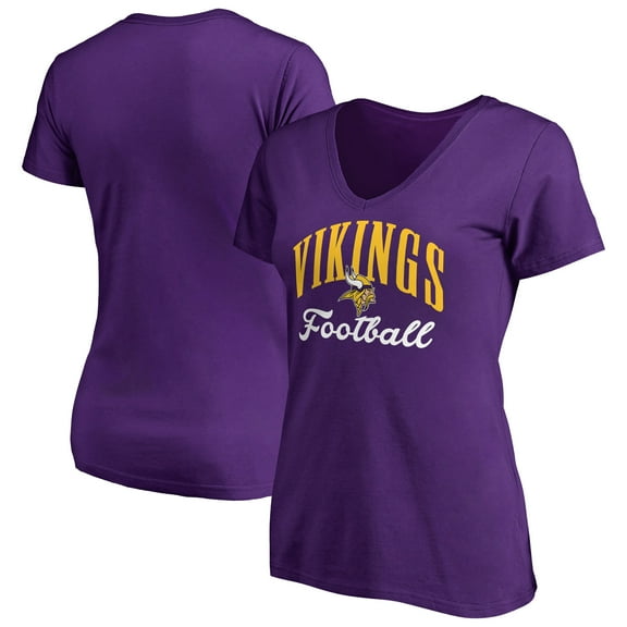 Women's Purple Minnesota Vikings Victory Script V-Neck T-Shirt