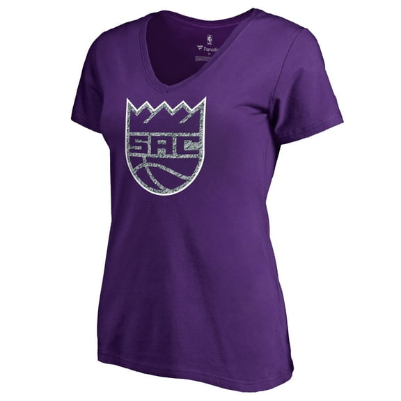 Women's Purple Sacramento Kings Static Logo V-Neck T-Shirt