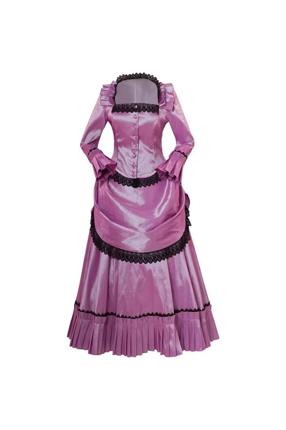 Women's Purple Steampunk Victorian Gothic Bustle Dress Gown Costume Edwardian Dress